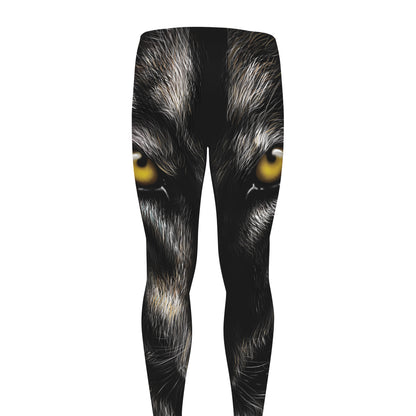 Black Wolf Portrait Print Men's leggings