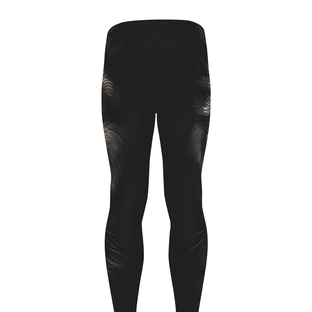 Black Wolf Portrait Print Men's leggings