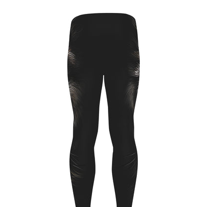 Black Wolf Portrait Print Men's leggings