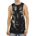 Black Wolf Portrait Print Men's Muscle Tank Top
