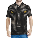 Black Wolf Portrait Print Men's Polo Shirt