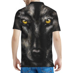 Black Wolf Portrait Print Men's Polo Shirt