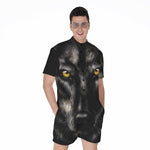 Black Wolf Portrait Print Men's Rompers