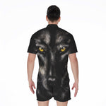 Black Wolf Portrait Print Men's Rompers