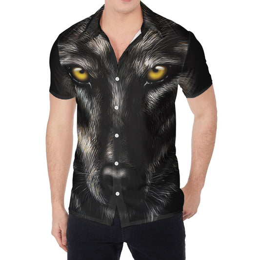 Black Wolf Portrait Print Men's Shirt