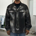 Black Wolf Portrait Print Men's Shirt Jacket