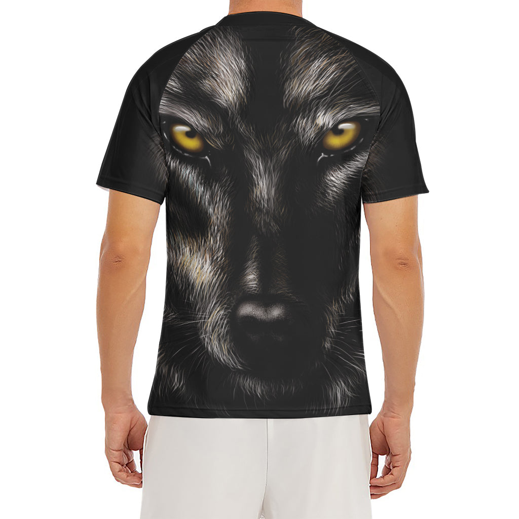 Black Wolf Portrait Print Men's Short Sleeve Rash Guard