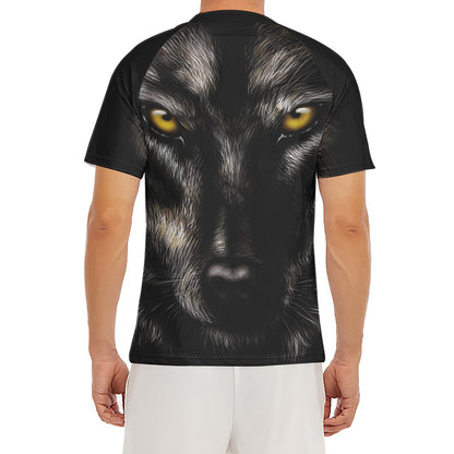 Black Wolf Portrait Print Men's Short Sleeve Rash Guard