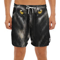 Black Wolf Portrait Print Men's Split Running Shorts