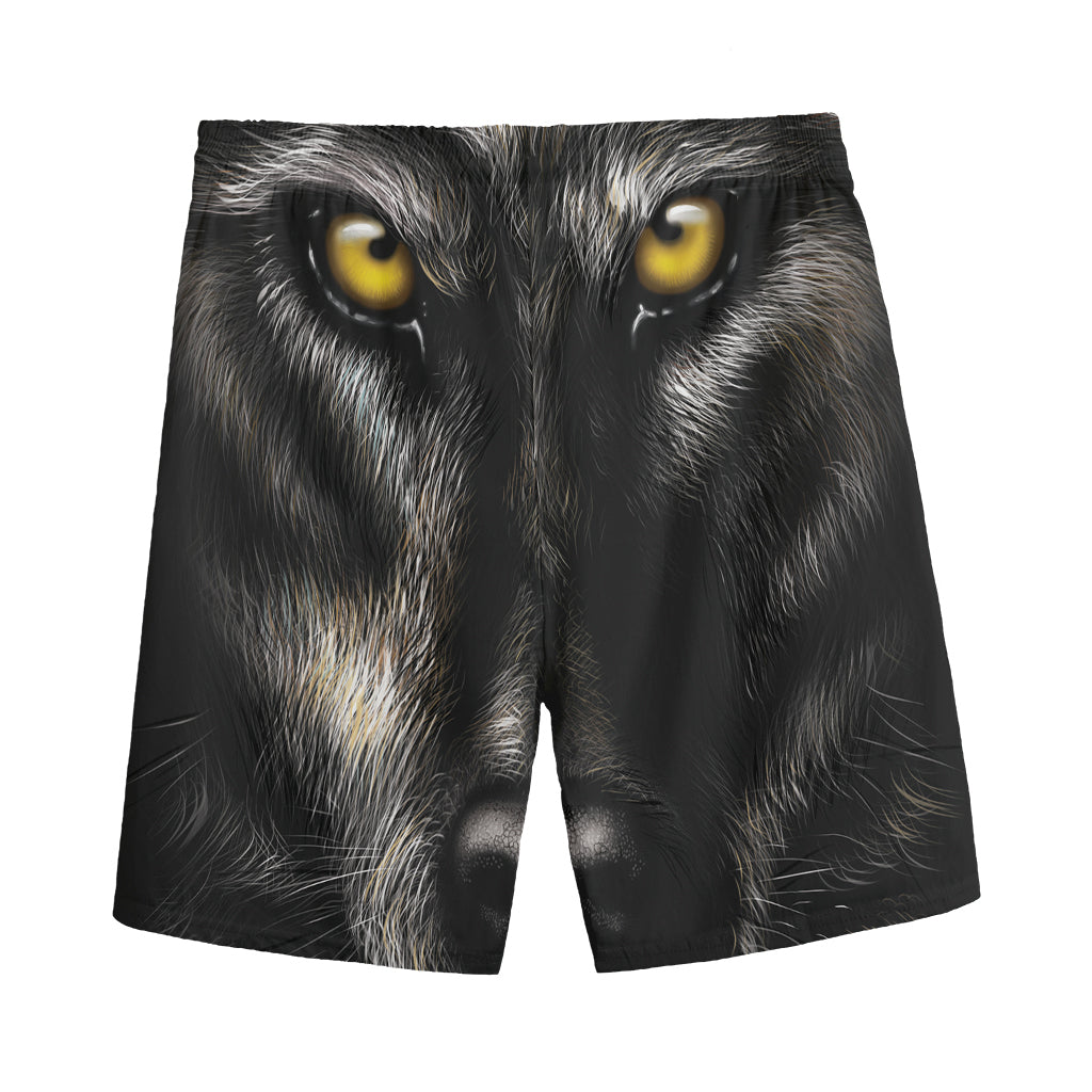 Black Wolf Portrait Print Men's Sports Shorts