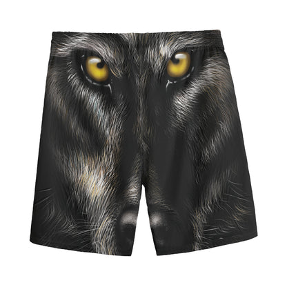 Black Wolf Portrait Print Men's Sports Shorts