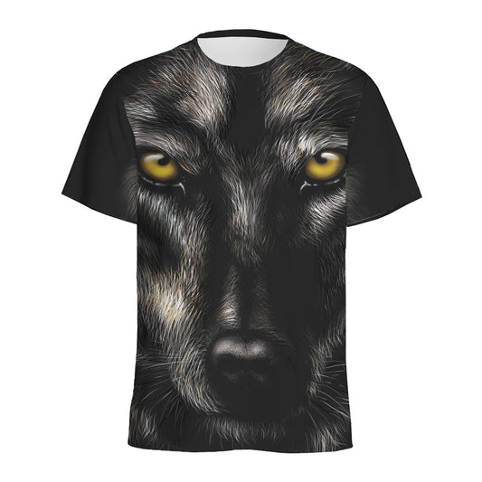 Black Wolf Portrait Print Men's Sports T-Shirt