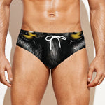 Black Wolf Portrait Print Men's Swim Briefs