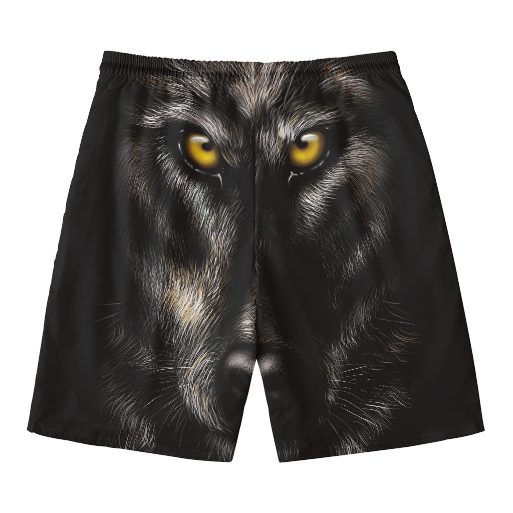 Black Wolf Portrait Print Men's Swim Trunks