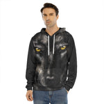 Black Wolf Portrait Print Men's Velvet Pullover Hoodie