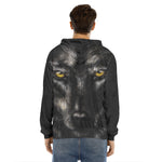 Black Wolf Portrait Print Men's Velvet Pullover Hoodie