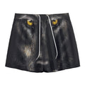 Black Wolf Portrait Print Mesh Shorts