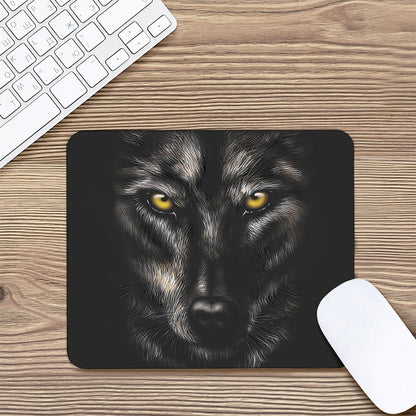 Black Wolf Portrait Print Mouse Pad