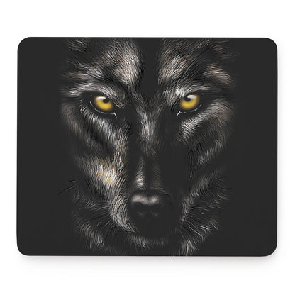 Black Wolf Portrait Print Mouse Pad