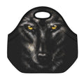Black Wolf Portrait Print Neoprene Lunch Bag