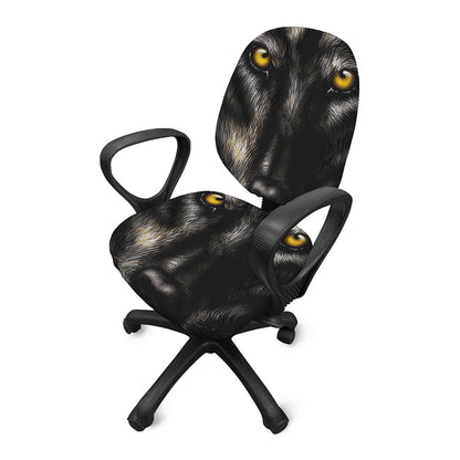 Black Wolf Portrait Print Office Chair Cover