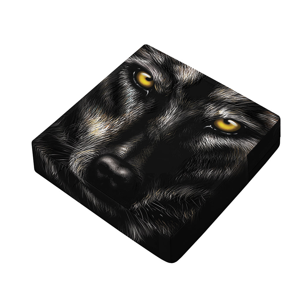 Black Wolf Portrait Print Outdoor Seat Cushion Cover