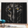Black Wolf Portrait Print Pencil Pleat Curtains