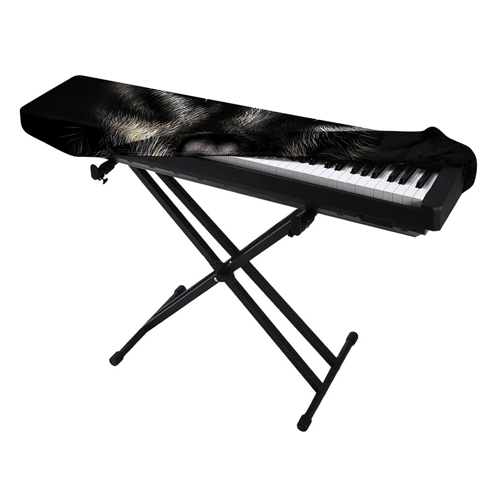 Black Wolf Portrait Print Piano Keyboard Cover