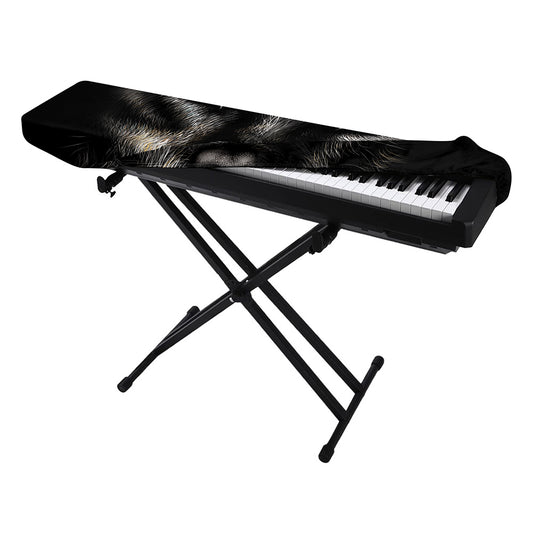 Black Wolf Portrait Print Piano Keyboard Cover