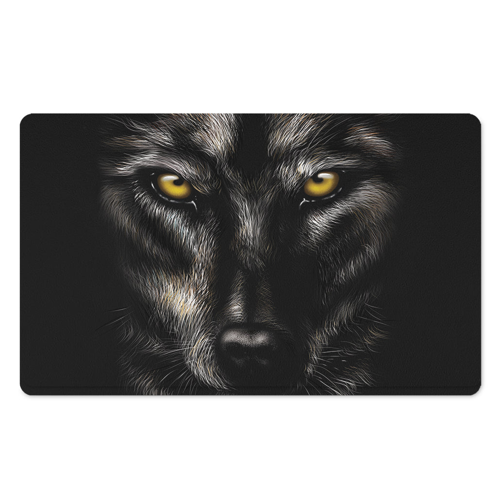 Black Wolf Portrait Print Polyester Doormat