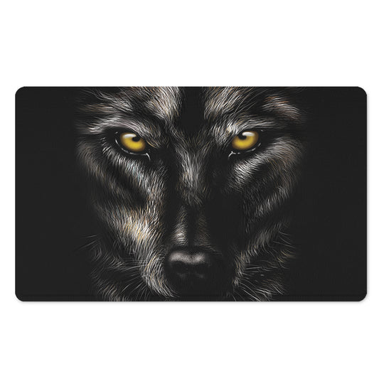 Black Wolf Portrait Print Polyester Doormat