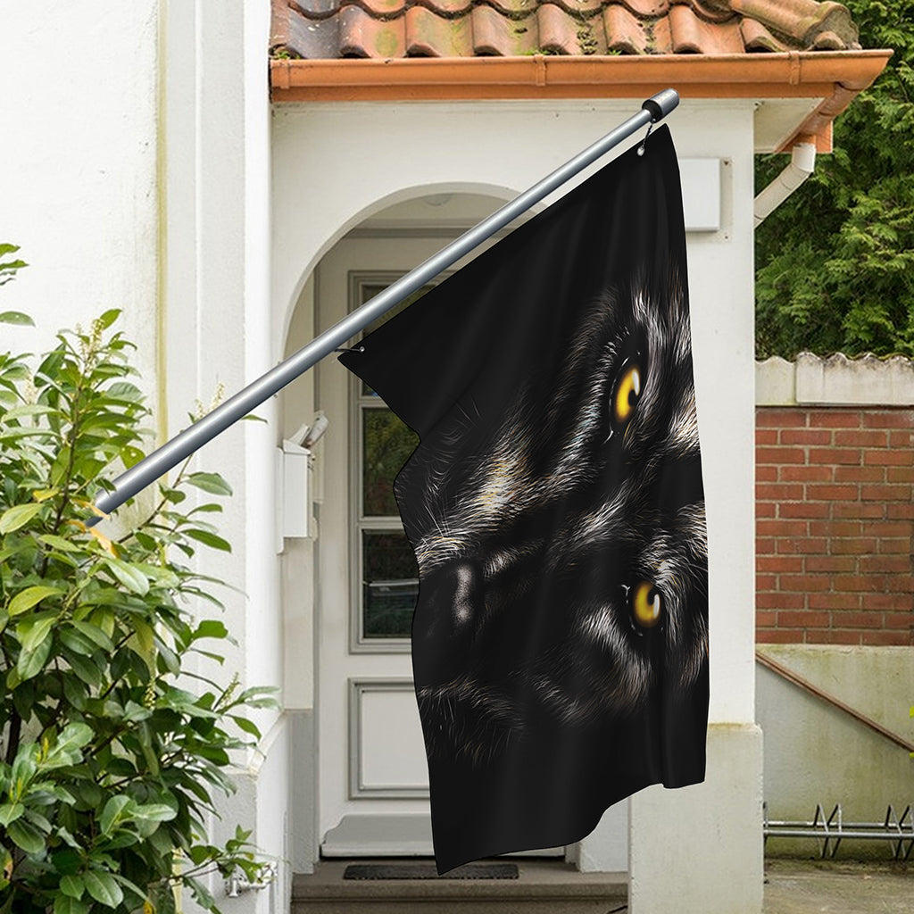 Black Wolf Portrait Print Polyester Flag