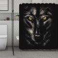 Black Wolf Portrait Print Polyester Shower Curtain