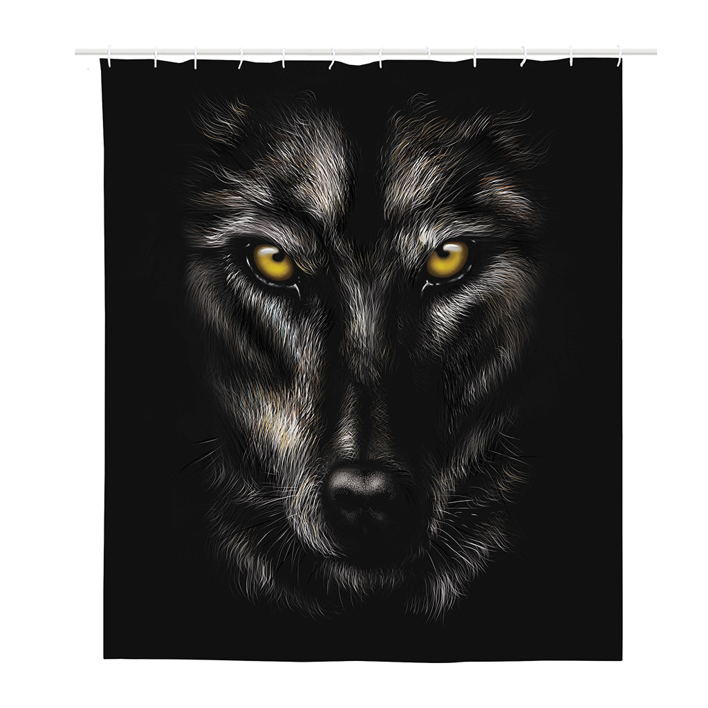 Black Wolf Portrait Print Polyester Shower Curtain