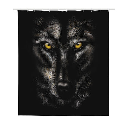 Black Wolf Portrait Print Polyester Shower Curtain