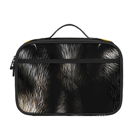 Black Wolf Portrait Print Portable Lunch Bag