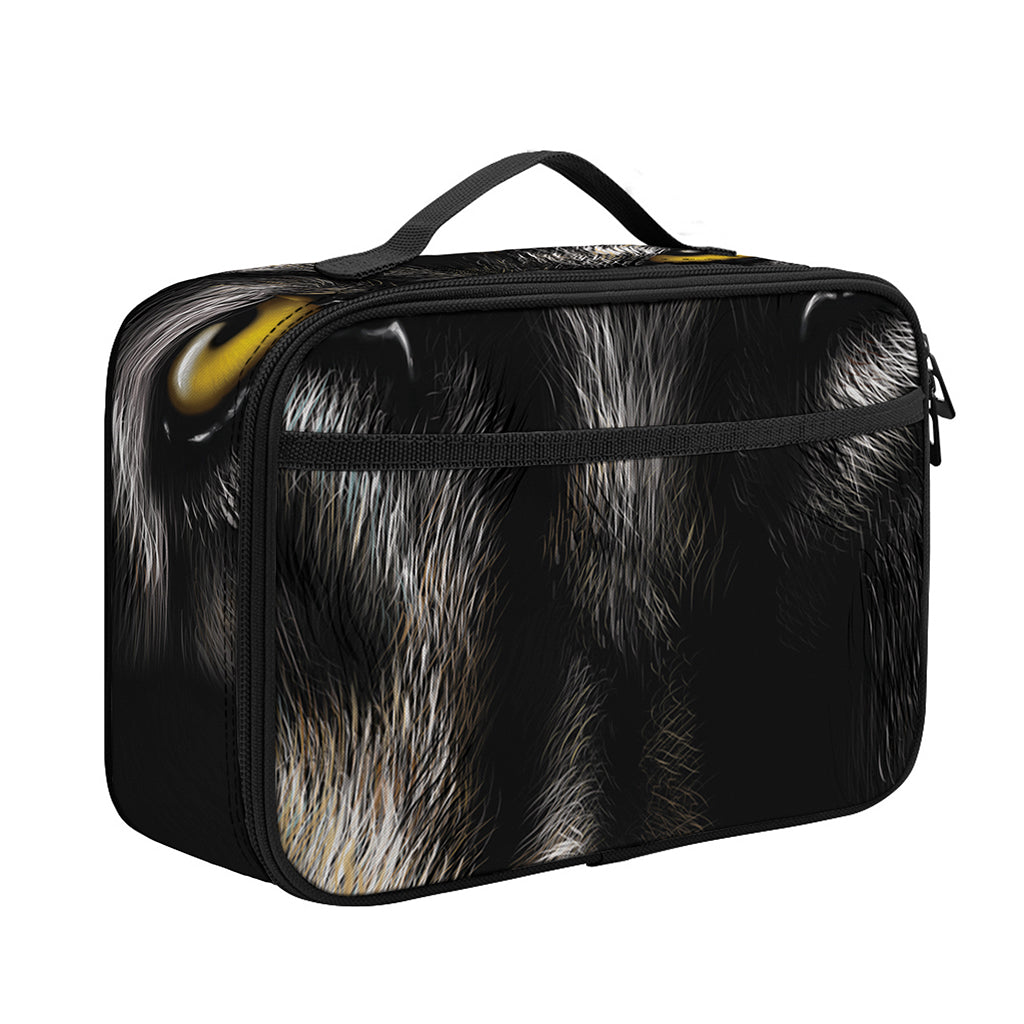 Black Wolf Portrait Print Portable Lunch Bag