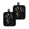 Black Wolf Portrait Print Pot Holders