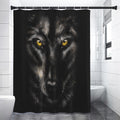 Black Wolf Portrait Print Premium Shower Curtain