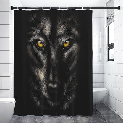 Black Wolf Portrait Print Premium Shower Curtain