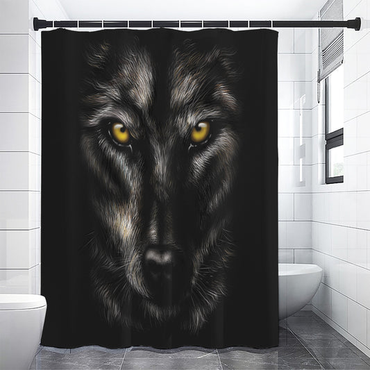 Black Wolf Portrait Print Premium Shower Curtain