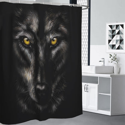 Black Wolf Portrait Print Premium Shower Curtain