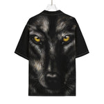 Black Wolf Portrait Print Rayon Hawaiian Shirt