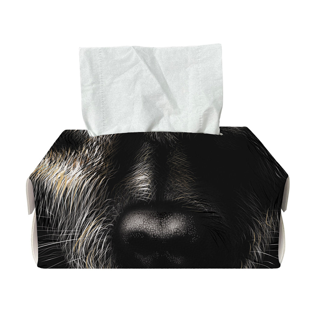 Black Wolf Portrait Print Rectangle Tissue Box Cover