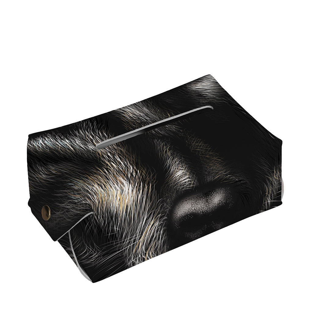 Black Wolf Portrait Print Rectangle Tissue Box Cover