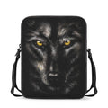 Black Wolf Portrait Print Rectangular Crossbody Bag