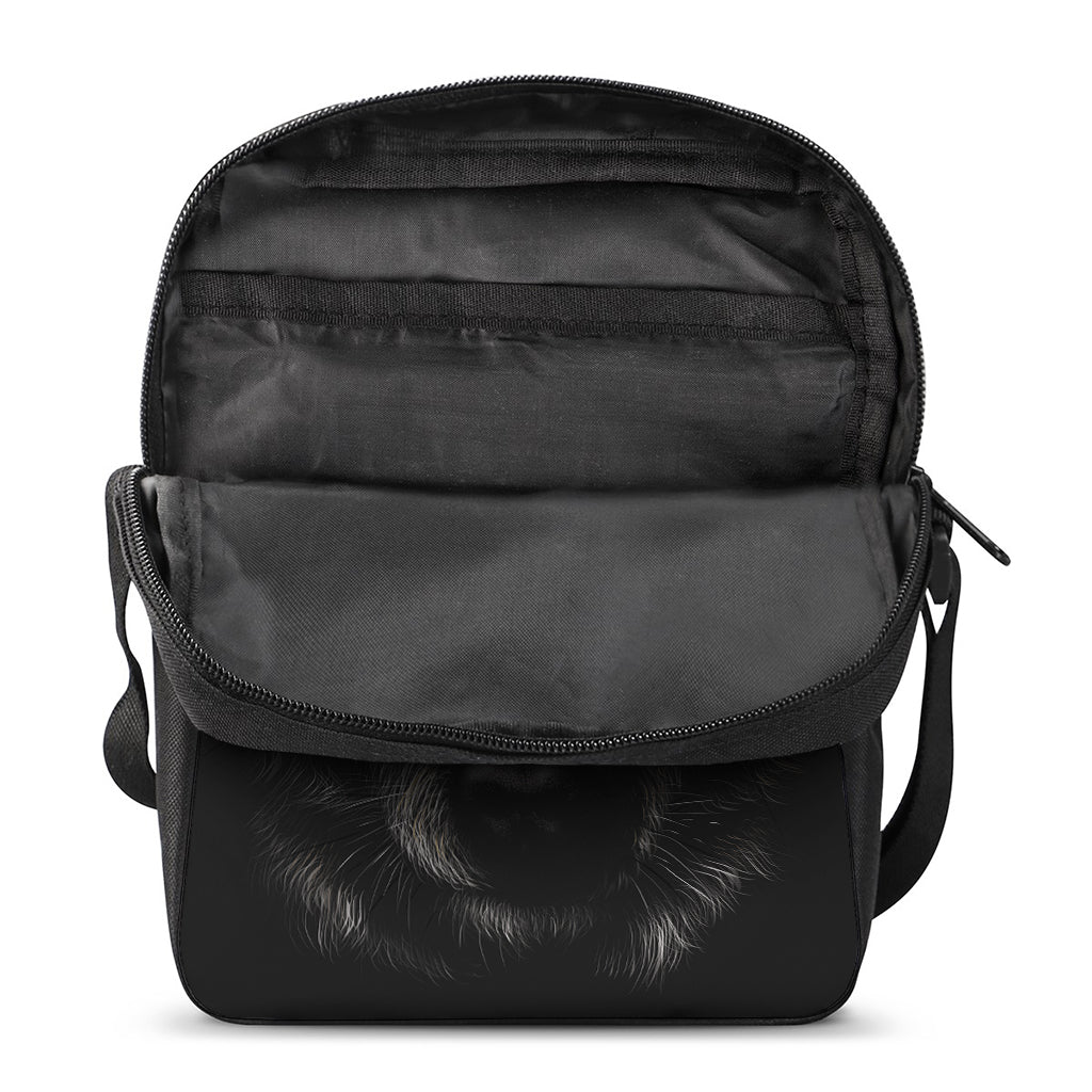 Black Wolf Portrait Print Rectangular Crossbody Bag