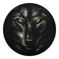 Black Wolf Portrait Print Round Blanket