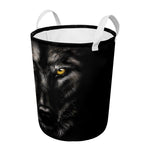 Black Wolf Portrait Print Round Laundry Basket