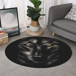 Black Wolf Portrait Print Round Rug